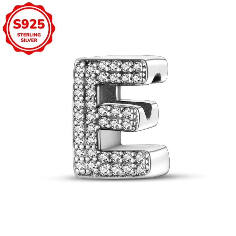 

925 silver uppercase letters A-Z women s fashionable charm beads, suitable for DIY bracelets