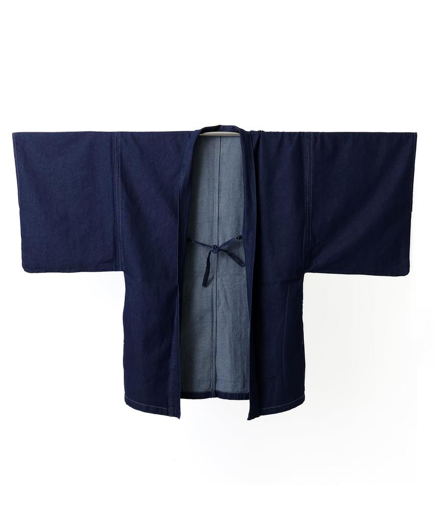 Denim Haori Japanese Solid with Pockets and Haori Outerwear Indigo [SWINGPLUS] Men's Jacket, Style, Denim, Cord, 100% Cotton, Jacket/Coat (JP,