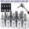 Conjunto de soquetes sextavados de 9 peças, soquetes de chave Allen resistentes, kit de ferramentas métricas de broca de 3/8 polegadas, conjunto de soquetes de impacto duráveis