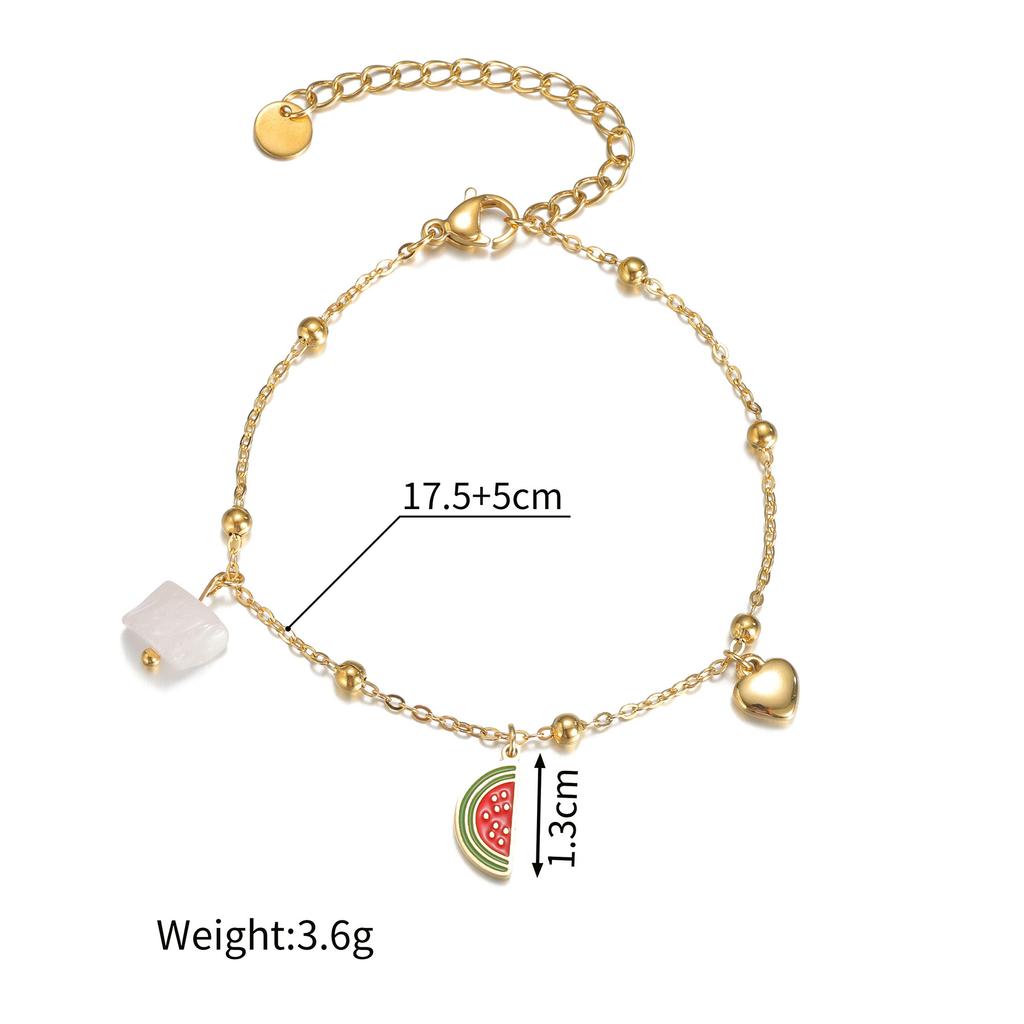 Atoztide Shell Starfish Conch Cherry Charm Bracelet for Women Girls Stainless Steel Gold Color Bead Chain Bracelet Jewelry Gift