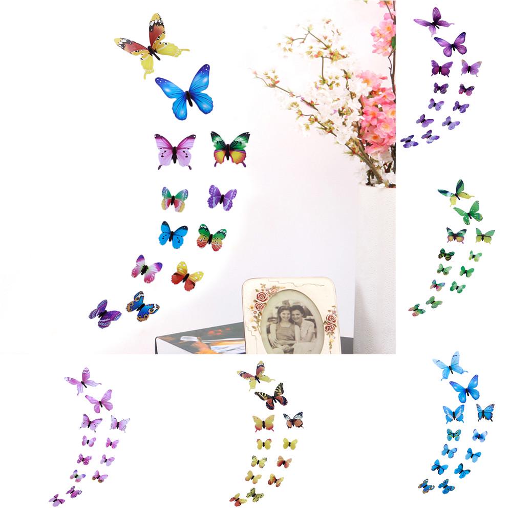 12pcs Transparent Butterfly Wall Stickers 3d Butterfly Decorative Stickers Self-Adhesive Waterproof Wall Decoration Stickers