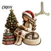 Wooden Holiday Wall Art Christmas Table Sign, 2D Flat Santa Claus/Snowman Reading Desktop Ornament Winter Party Decorations with Stand, Tabletop