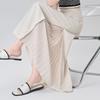 Chiffon Spliced   Gray Suit Skirt for Women In Summer Thin Pleated Spliced   A-line Long Skirt