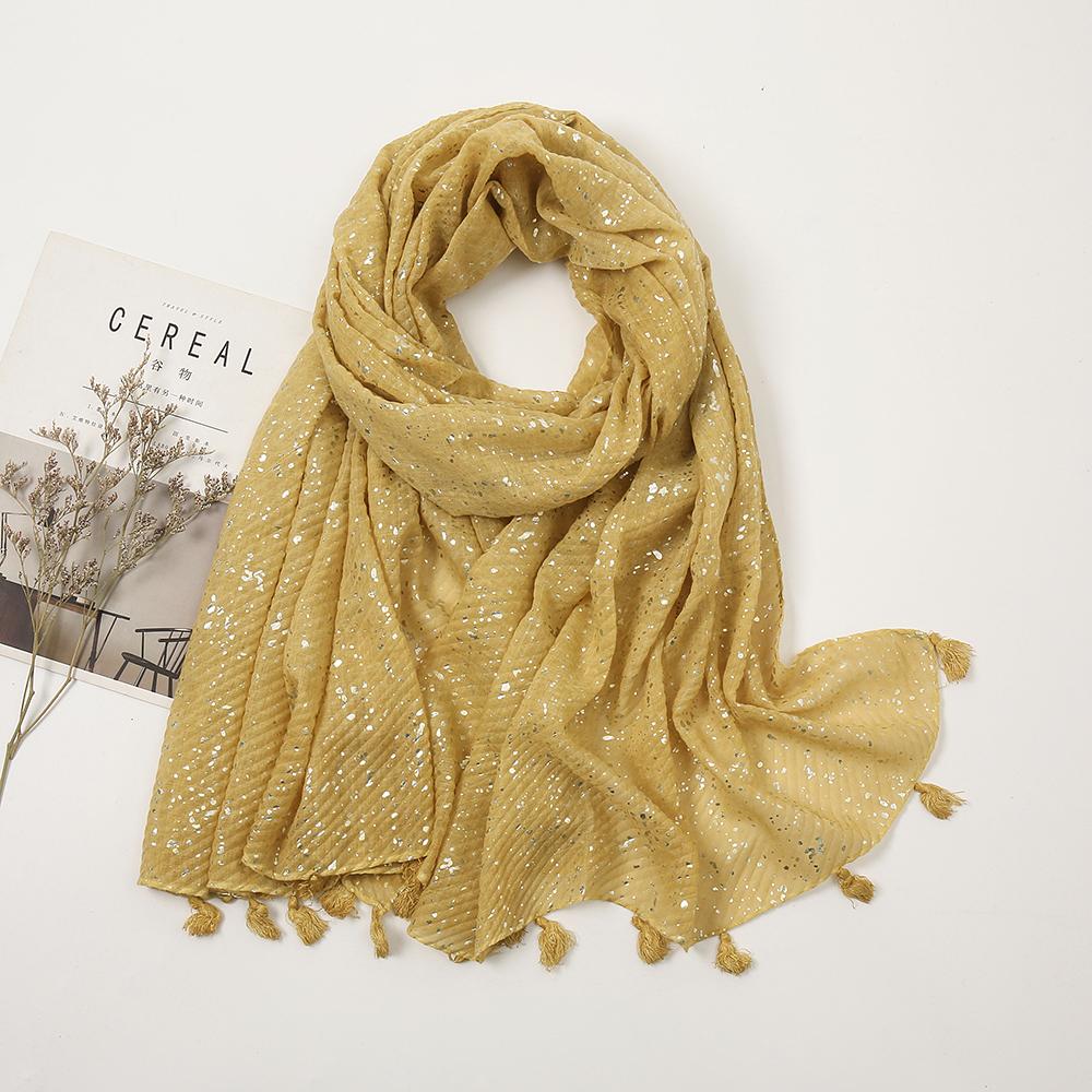 Shimmer Glitter Muslim Hijab Scarves Cotton Scarf For Women Big Size Long Shawls Stoles Wraps Islamic Turban Headscarf 190*85cm