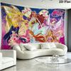 Winx Wall Tapestry Aesthetic Wall Hanging Printed Fabric Blanket Decorative Tapestries for Bedroom Living Room Home Decor