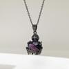 Purple Zirconia Heart Flame Cross Choker - Halloween Thorns Series Necklace