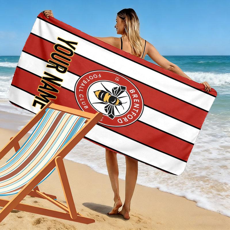 Custom Brentford Print Beach Towel, Large Soft Quick Dry Towel for Beach Camping Swimming