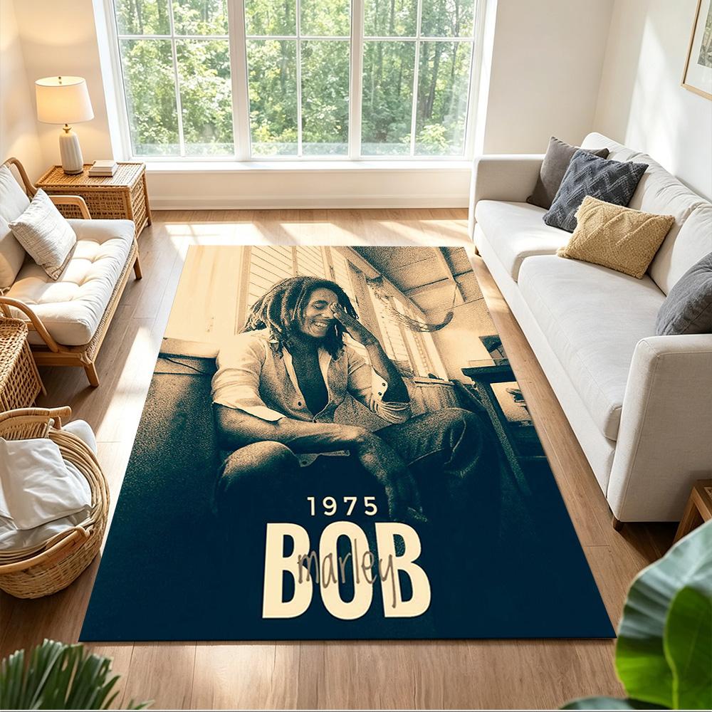 Bob Marley Floor Mat Suitable for Living Rooms Balcony Entryway Playrooms Anti-slip Rug Anime Office Decor Best for Christmas