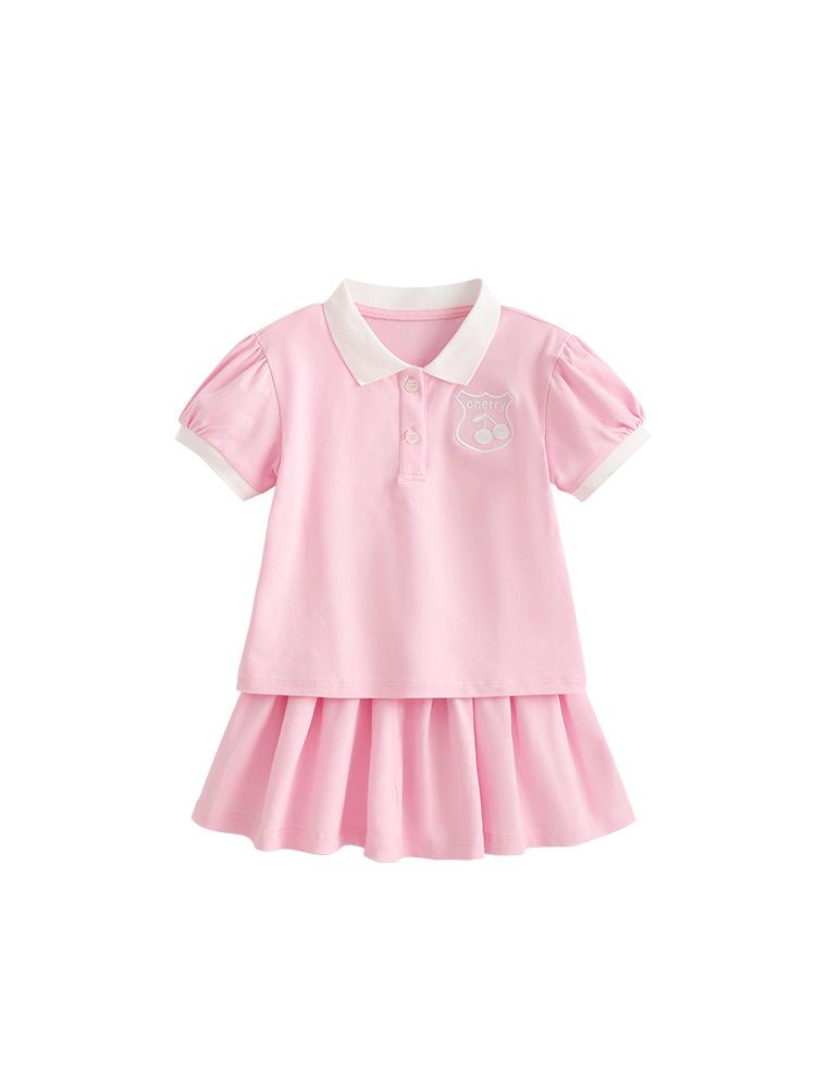 Malwee Girls' Summer Two-Piece Skirt Set - Cute & Stylish European/American Design for Little Girls