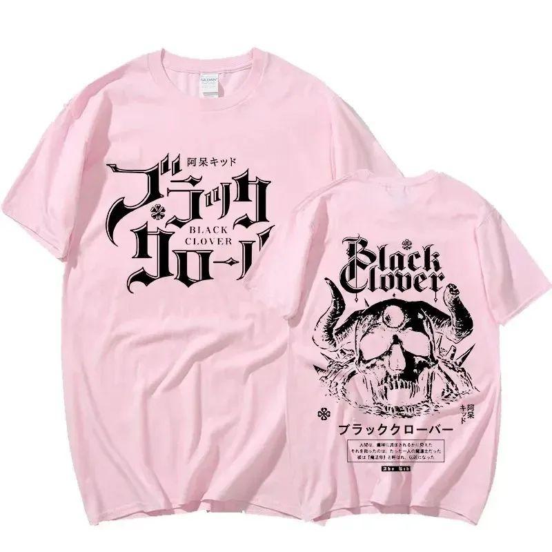 Black Clover Double-sided Printing Funny Anime T-shirt Graphic Printed T Shirt Casual Loose Cotton Streetwear Cool Tshirt Unisex