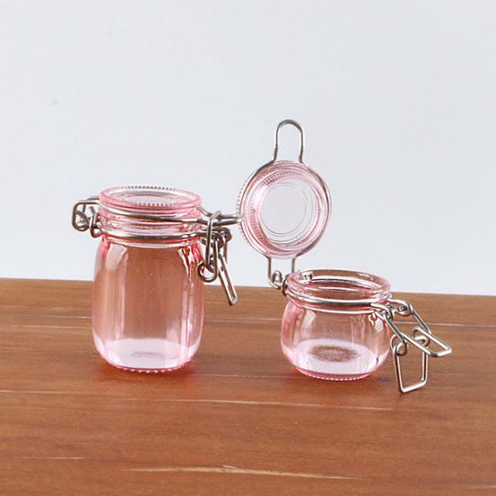 2 Pcs Miniature Storage Jars Doll House Mini Transparent Jar with Lid