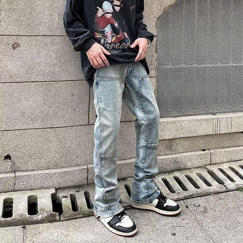 Pánské rozšířené džíny ve stylu high street hip-hopového střihu