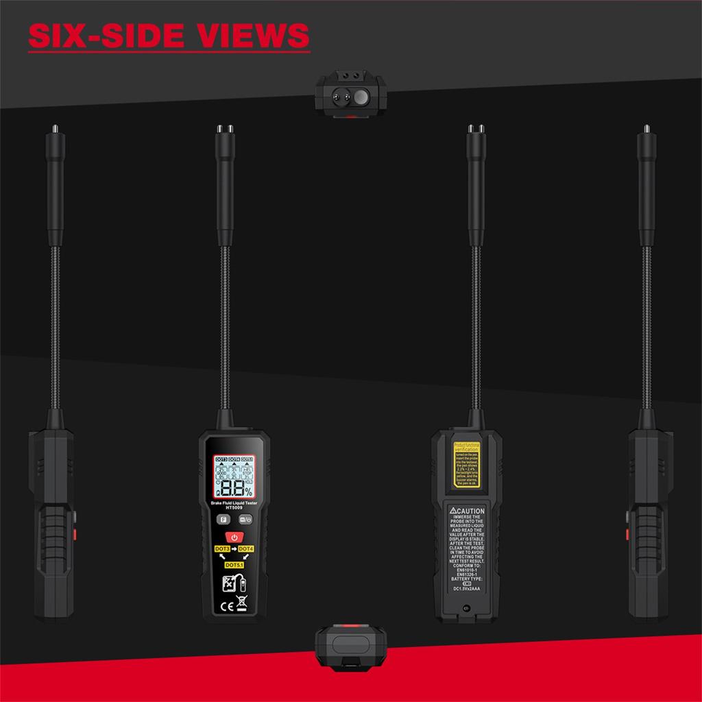 Brake Fluid Tester With 5.2 Inch Gooseneck Probe, Brake Fluid Test Pen With Light, Data Hold, Backlight Alarm For Car Care
