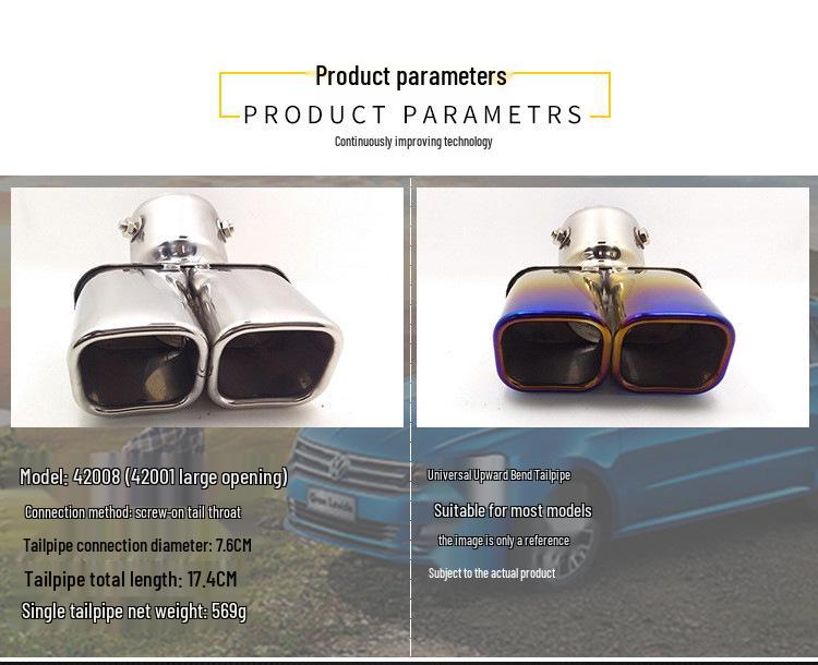 Dual Outlet Exhaust Pipe for CRV, Hyundai IX35, Infiniti JX35 7.6 Caliber SUV