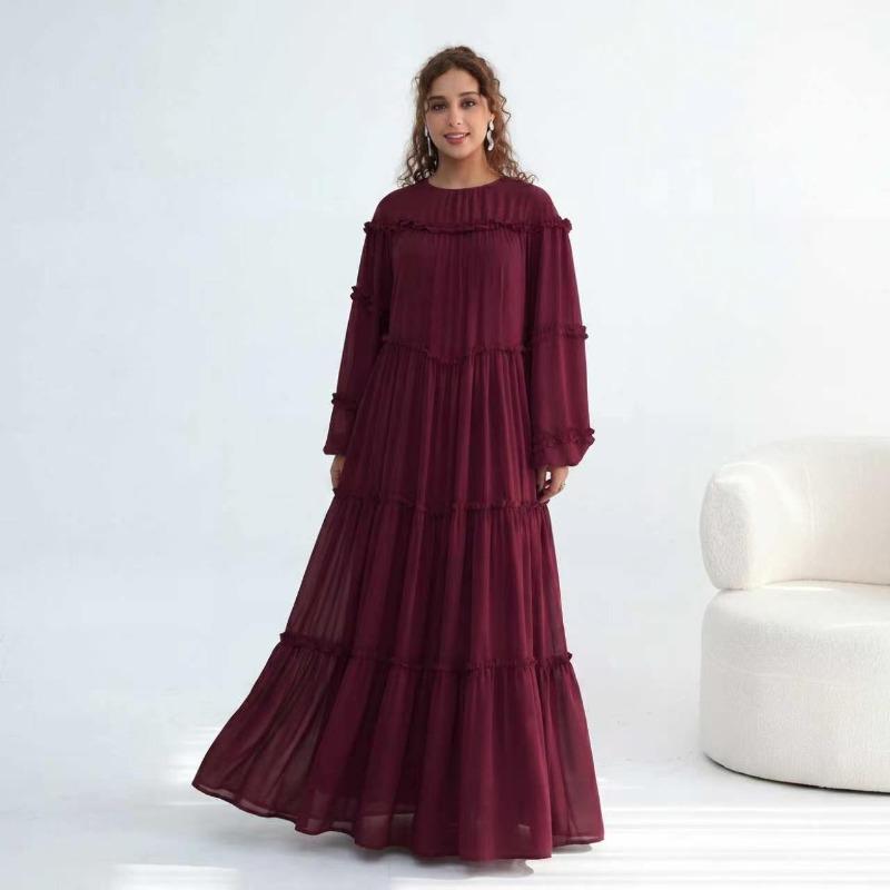 Real Shot Straight Out, Long-sleeved Lace Cake Skirt Double-layer Dress