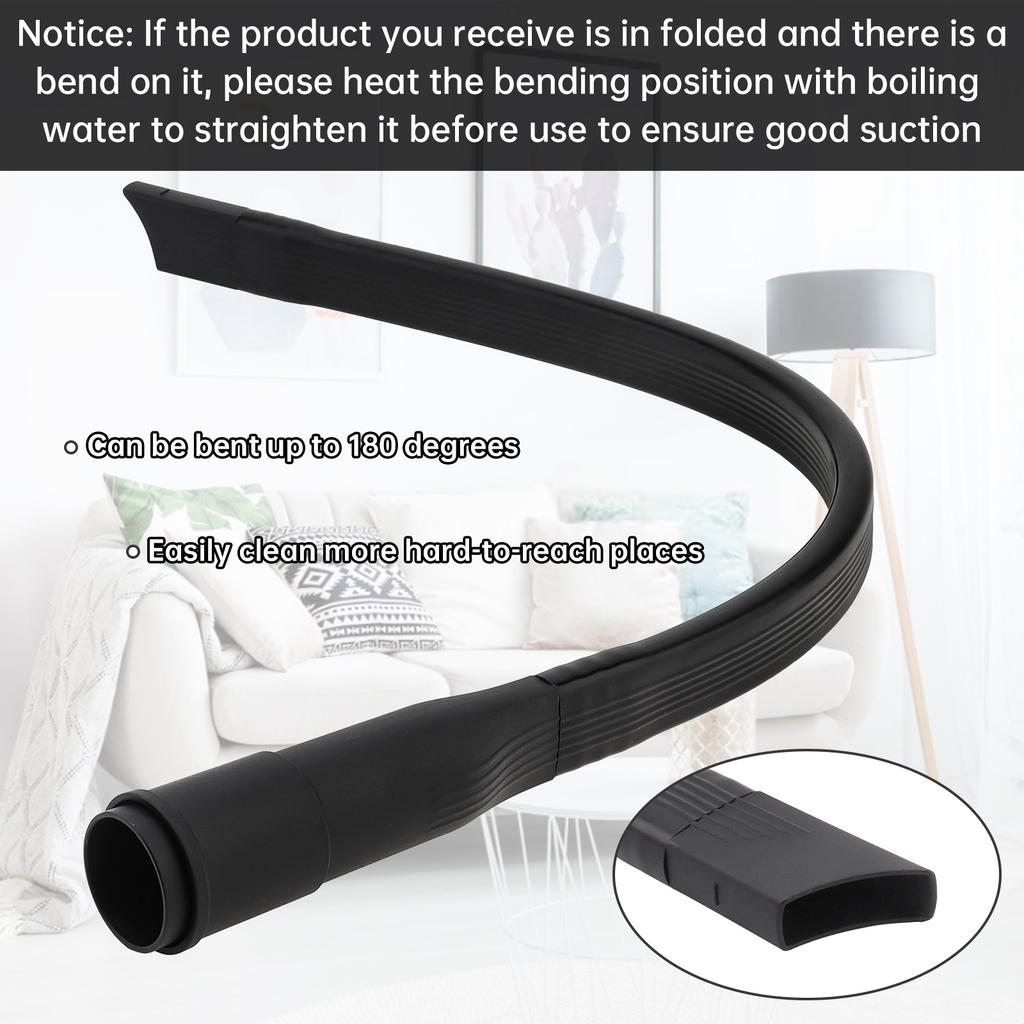 2 Pcs 32mm PP Cleaning Set Black Flexible Crevice Tool and Soft Brush for Car, Home, Keyboard