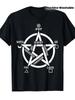 Pentagramm Hexe T-Shirt - Retro Street Style Unisex Baumwolle Kurzarm, Mystisches Symbolmuster, Ganzjahreskomfort, Maschinenwaschbares Druckdesign
