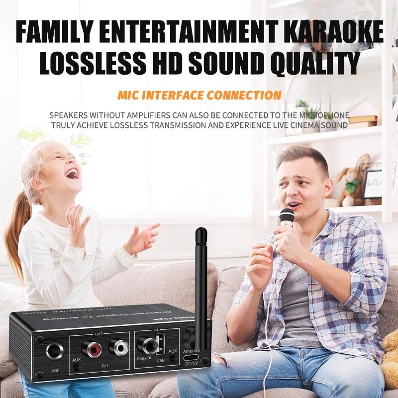 T500 DAC Bluetooth 5.4 Audio Receiver Digital To Analog Converter 3.5mm AUX RCA Coaxial USB U-Disk Karaoke Stereo Wireless Adapter