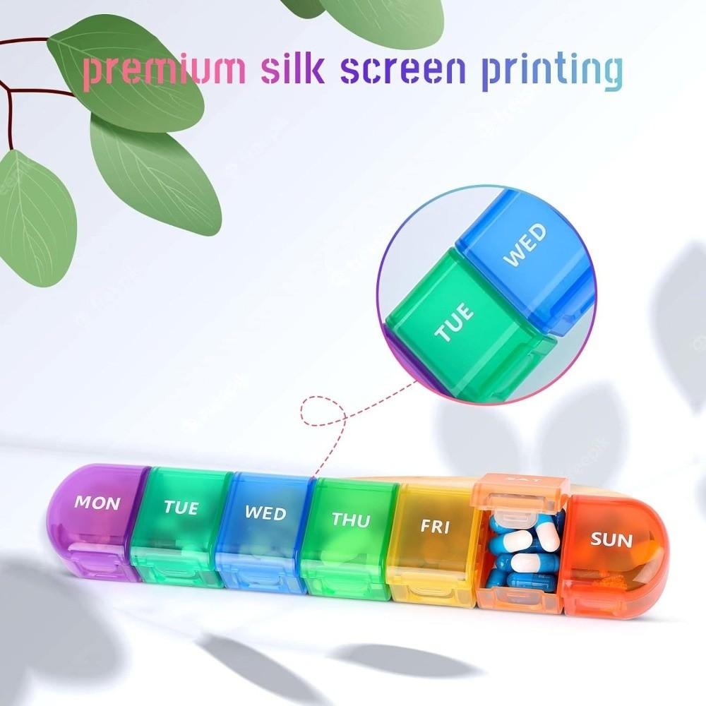 7 Days Slot Pill Organizer Plastic Medicine Container Reusable Pill Storage Box  for Tablet Vitamin