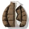 Men's Winter Thick Warm Parka Coat Warm Fleece Lined Male Solid Color Stand Collar Puffer Jacket Men's Padded Coat Men Parkas