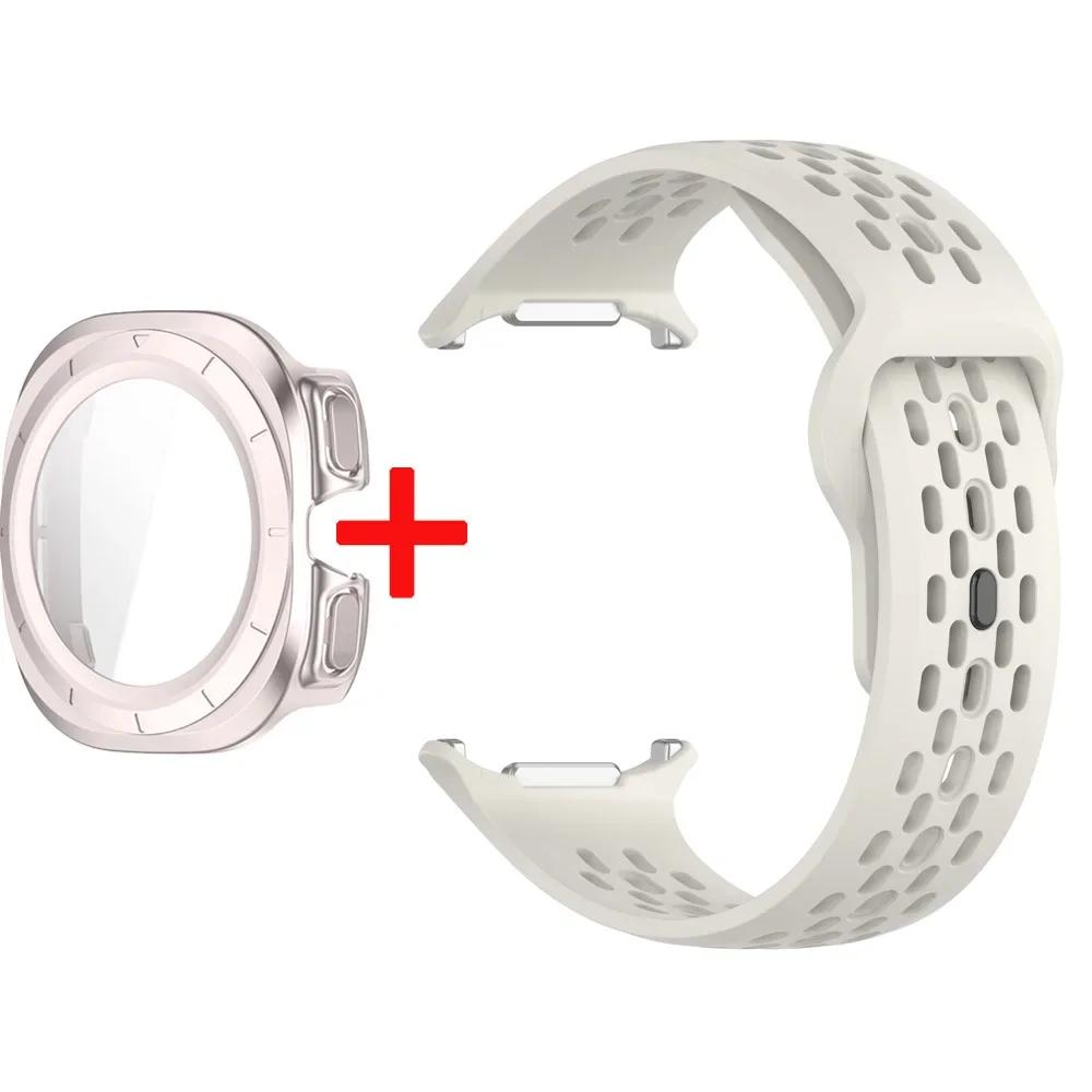 Silicone Strap+Case For Samsung Galaxy Watch Ultra 47 Sport Watchband Bracelet for Galaxy Watch Ultra Tempered Glass Cover Band