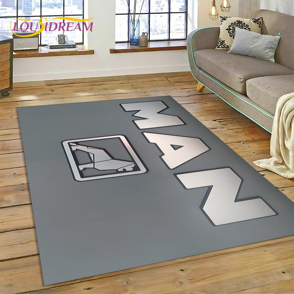 Tappeto con stampa 3D con logo di camion Man per soggiorno, camera da letto, arredamento per la casa, tappetino antiscivolo, decorazione per divano, zerbino, regalo per bambini