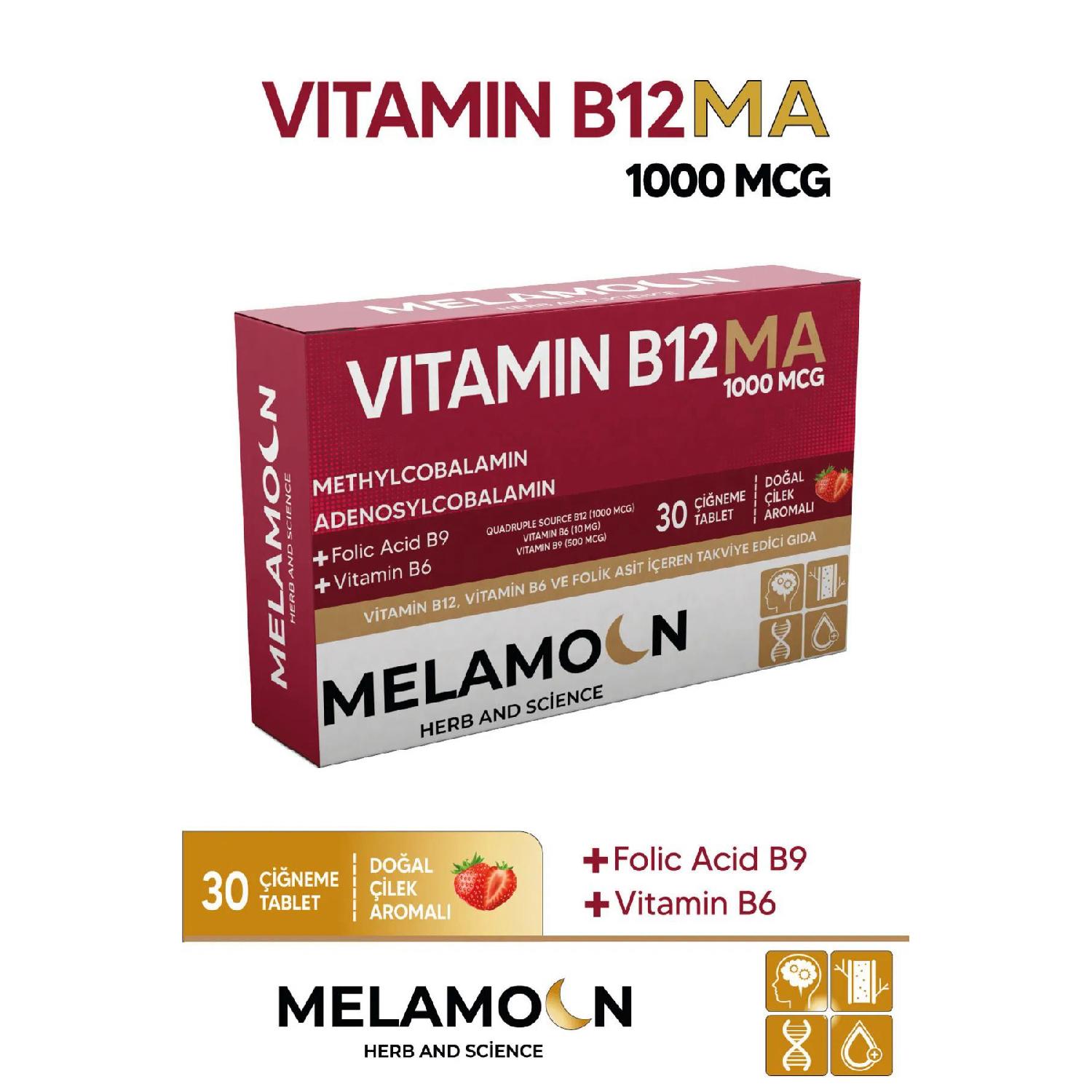 

B12, B6 And Folic Acid: Nervous System, Blood Formation Support 1000mcg 30