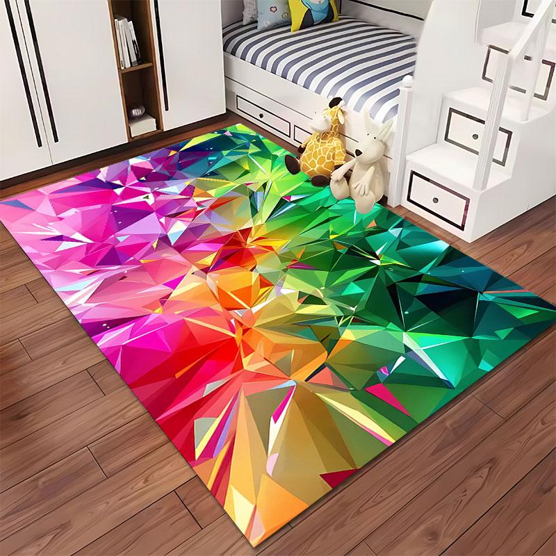Abstract Colorful Geometric Carpet Suitable As a Non-slip Mat for the Living Room or Bedroom Sofa