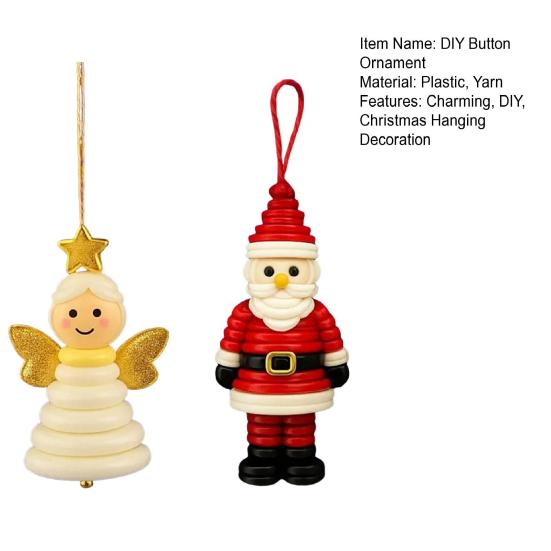 Yousheng DIY Button Christmas Ornament Kit Stacked Colorful Buttons Christmas Snowman/Santa/Angel/Tree Craft Making Set for Holiday Decor