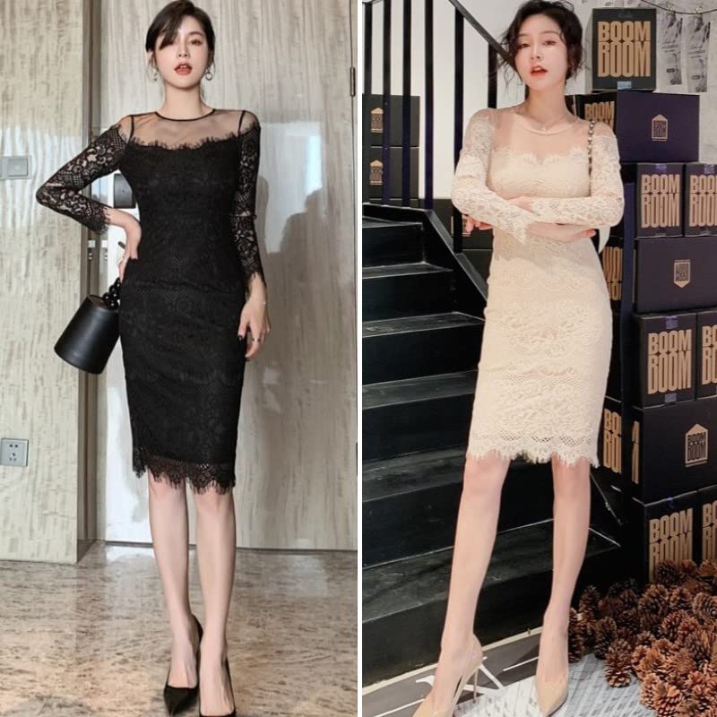 ISLAYCAOLILA DT8 Mina Cabaret Mini Club Party Tight Midi Crew Long Women's Dress, Dress, Dress, Dress, Dress, Dress, Lace, See-through, Strapless,