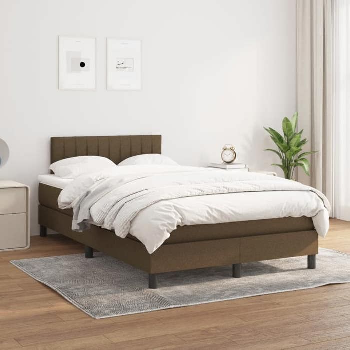 Maison Exclusive - Sommier à lattes de lit et matelas marron foncé 120x190cm tissu