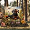 1pc Dachshund, Flower Field Print Outdoor Blanket, Lightweight Polyester,