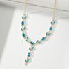 Resoul Gold Plated Crystal Pendant Tulip Necklace Flower Y Bohemian Wedding Necklace Fashion Jewelry