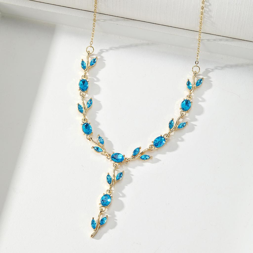 Resoul Gold Plated Crystal Pendant Tulip Necklace Flower Y Bohemian Wedding Necklace Fashion Jewelry
