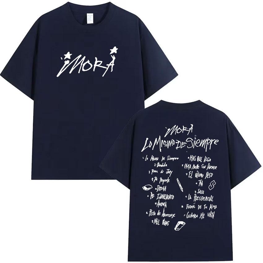 New Rapper Mora Lo Mismo De Siempre 2025 Album Letter Graphic T Shirt Men Women Summer O-Neck Cotton Short Sleeve T-Shirt Street