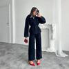 2025 Cross-border European and American Women's Clothing Amazon Fashion Casual Lapel Denim Lace Retro Versatile Two Pieces