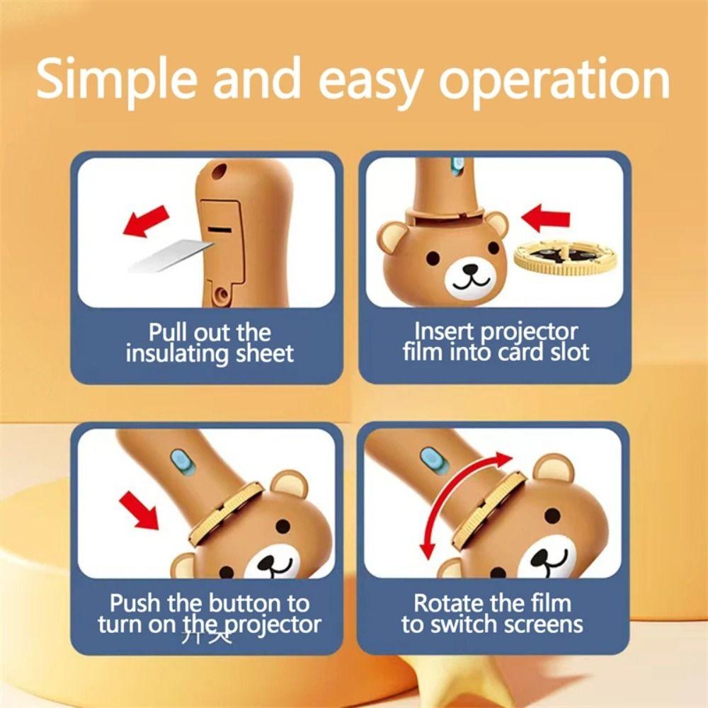 Cartoon Bear Bear Flashlight Projector Cognition Children Luminous Toys  Kindergarten