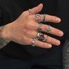 9pcs Stylish Gothic Rings Set for Men and Women Thorn Silver Collection with Unique Heart Snake and Skull Designs