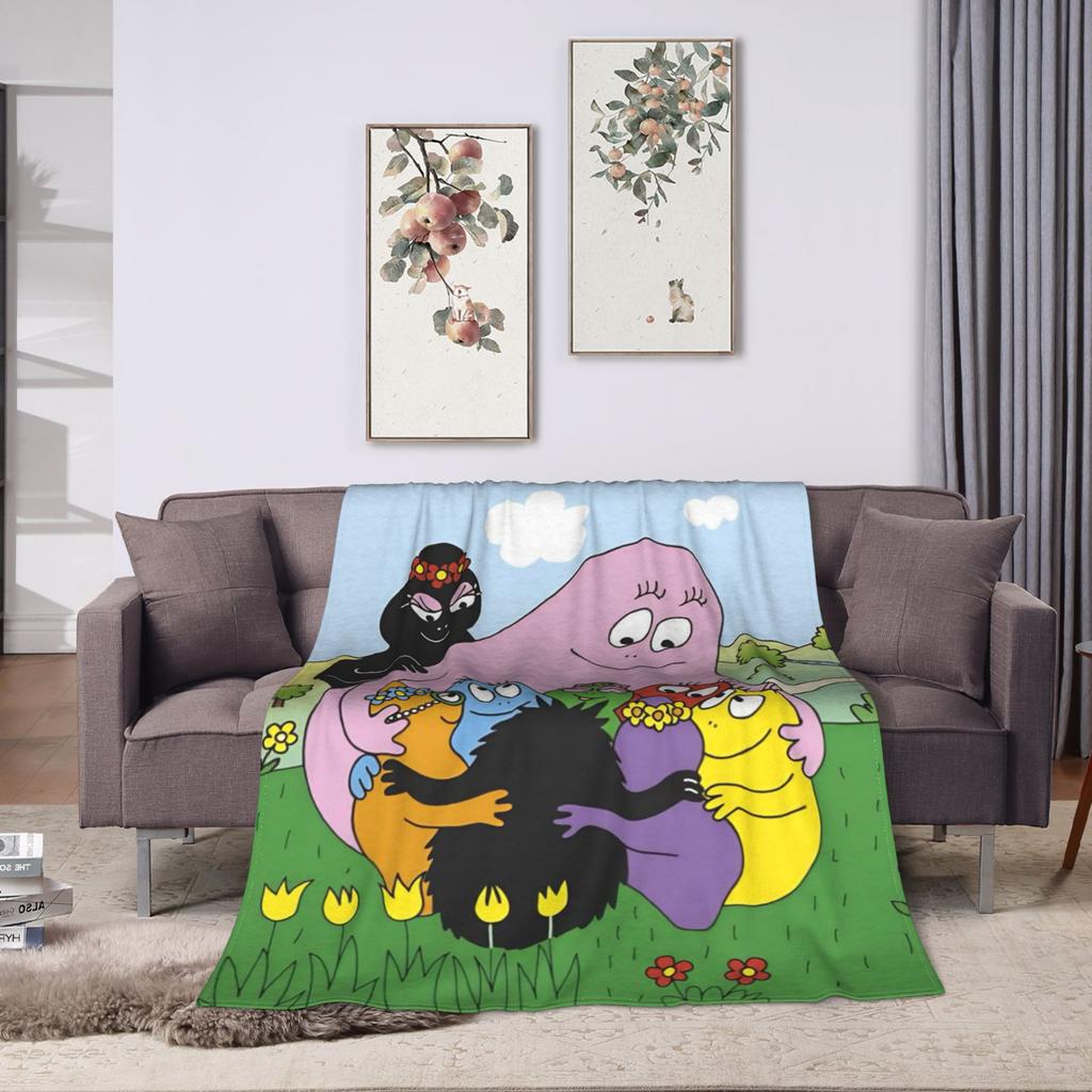 Barbapapa Barbamama Family  Flannel Blanket  Warm Throw Blanket for Couch Bed Travel Print Bedspread Sofa Bed Cover