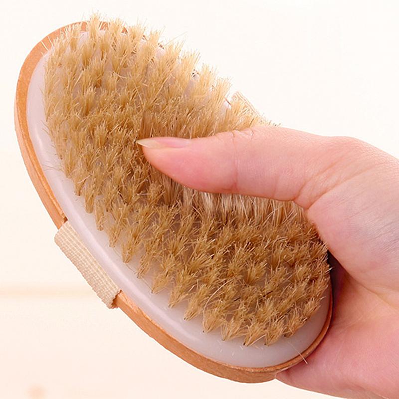 2 In 1 Dry Skin Body Brush Natural Bristle Dead Skin Remover Anti Cellulite Exfoliates Blood Circulation Health Massage Tools