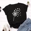 Cotton Loose Round Neck Creative Dandelion Heart-shaped Short Sleeved Women's T-shirts
