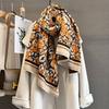 Winter Retro Thickened Scarf For Women Neck Keep Warmer Tassel Pashmina Shawl Faux Cashmere Warps Autumn Elegant Blanket
