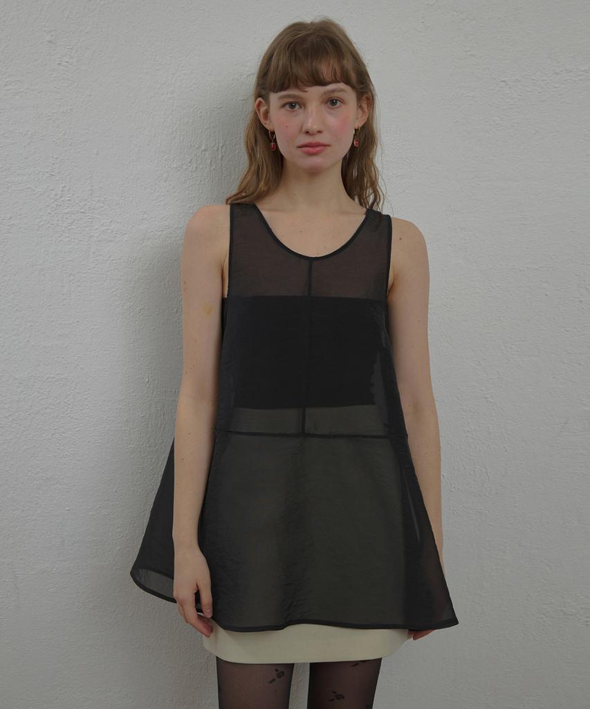 Ceme See-Through Silky Dress(Bk)