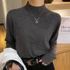 Ladies autumn winter Long Sleeve stand Collar slim fit Basic Solid Color Pullover T Shirt Top for Layering