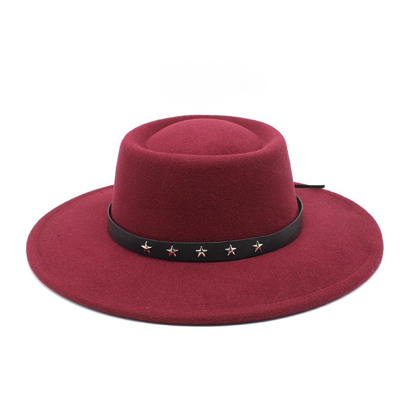 2022 Woolen Hat Women Spring And Autumn French Top Hat White Flat Edge Wide Brim British Men