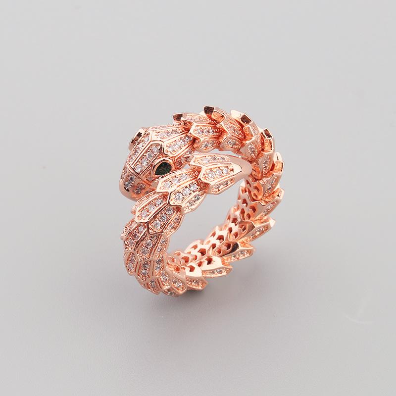 

New Personalized Inlaid Diamond Spring Duo Snake Ring Fashion Simple Personalized Open Mouth Women s Ring Jewelry One Size