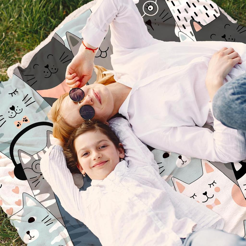 Cat Blanket Ultra Soft Flannel Merch Cat Throw Blanket Stuff Gifts for Cats Lovers for Girls Women Kids Boys Adults 50X40inch