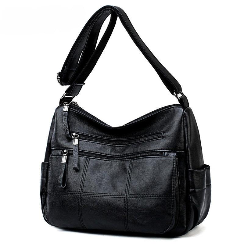 

new bags women s solid color casual shoulder messenger bag simple and versatile women s mother bag large capacity чёрный