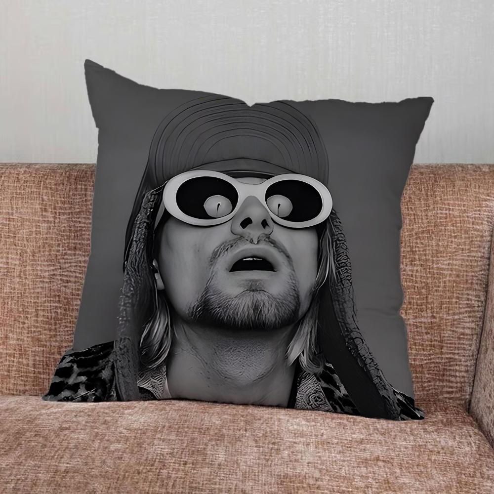 Music K-Kurt Cobain Band Pillow Case For Home Bedroom Car Office Decoration Living Room Sofa Cushion Cover Suitable