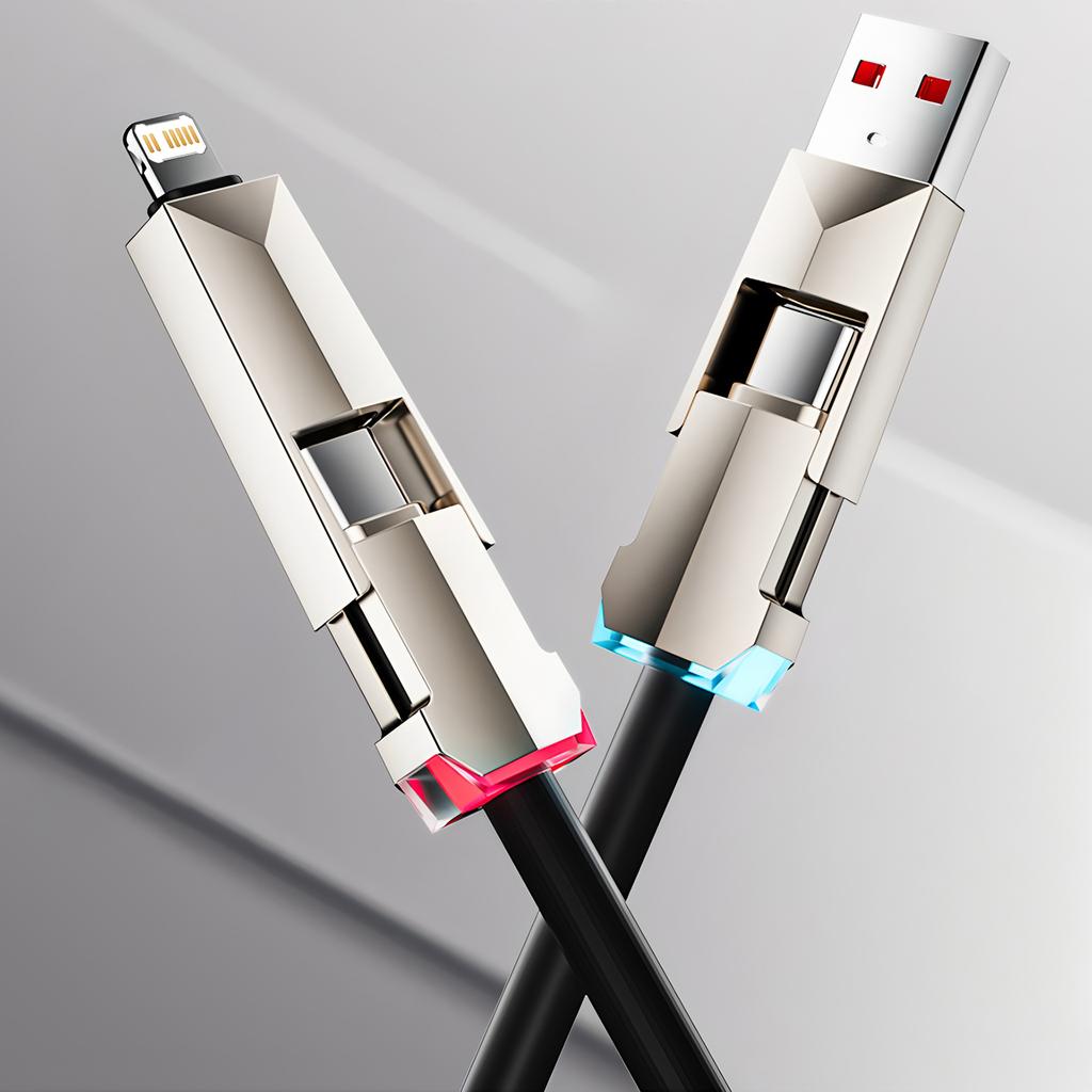 240W 4 IN 1 USB Type C Data Cable Car USB Spring PD Fast Charging Cable for iPhone 15 Samsung Xiaomi 14 Huawei Honor Data Wires